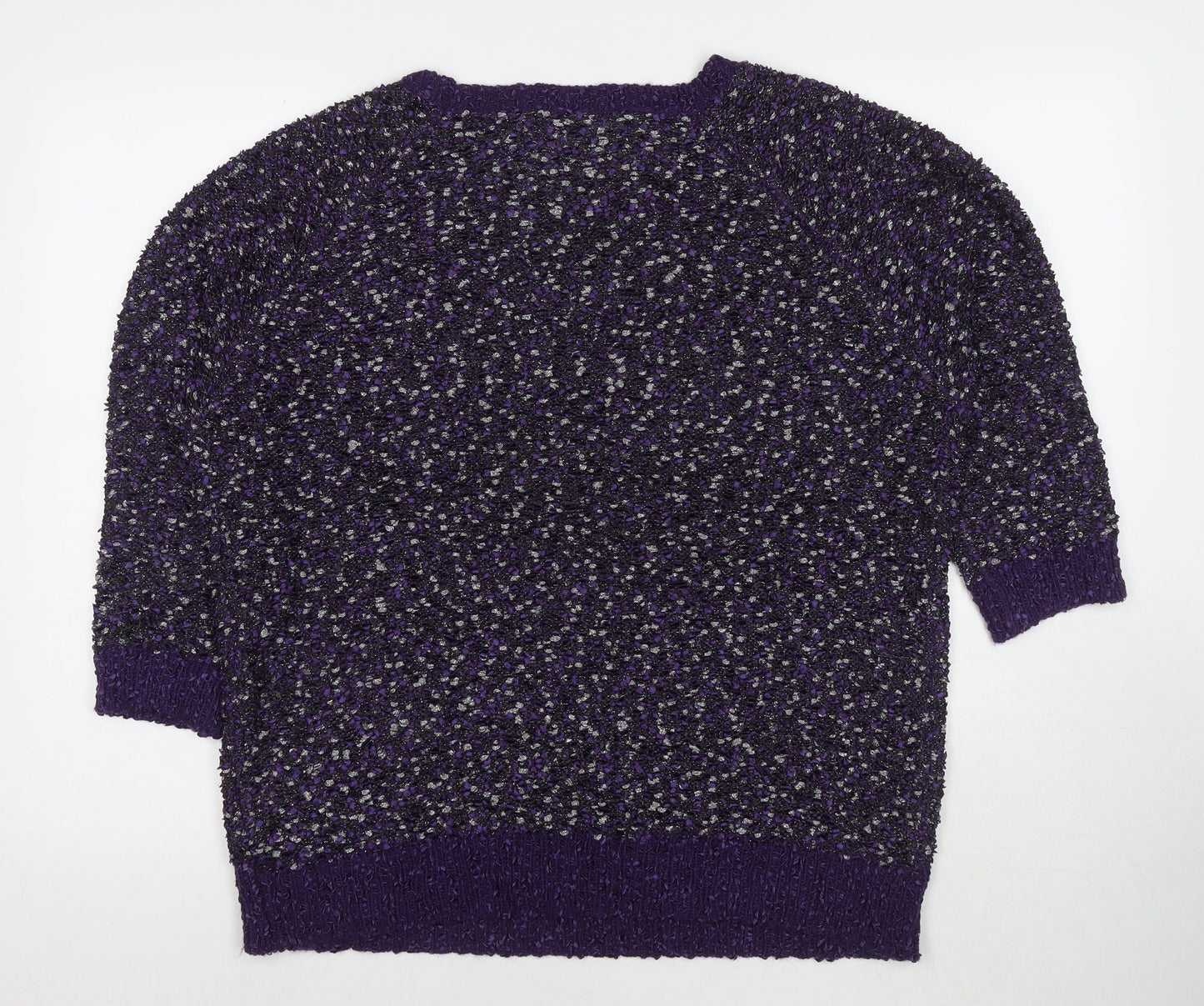 Bonmarché Womens Purple Round Neck Polyester Pullover Jumper Size L