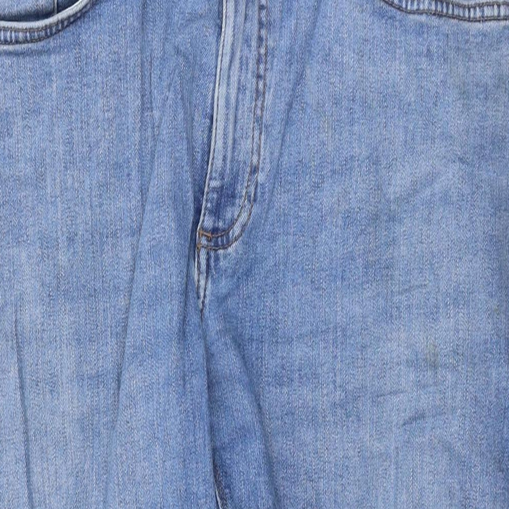 Marks and Spencer Womens Blue Cotton Straight Jeans Size 34 in L26 in Regular Zip