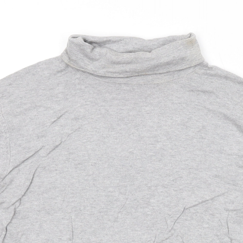 Marks and Spencer Womens Grey Roll Neck Cotton Pullover Jumper Size 12