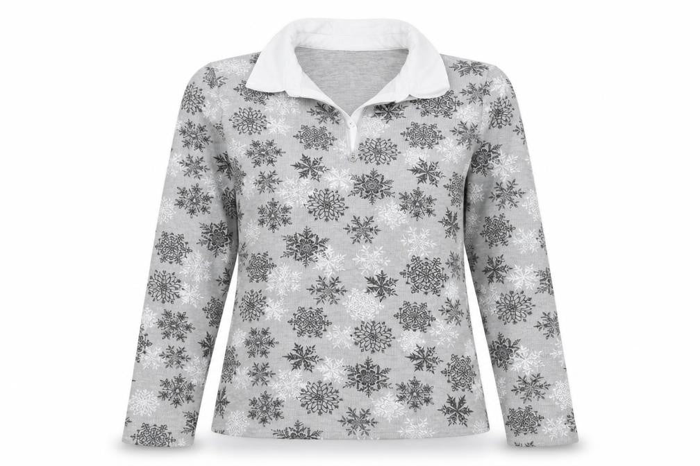 Baxter & Wells Womens Grey Collared Geometric Cotton Pullover Jumper Size S - Snowflakes