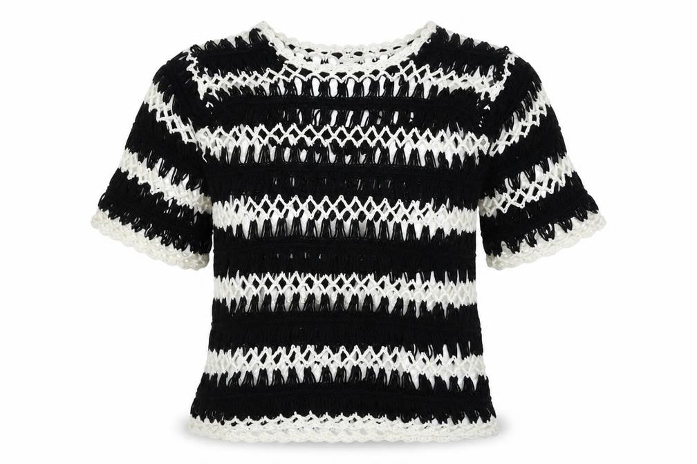 Sunshine Soul Womens Black Round Neck Striped Acrylic Pullover Jumper Size S