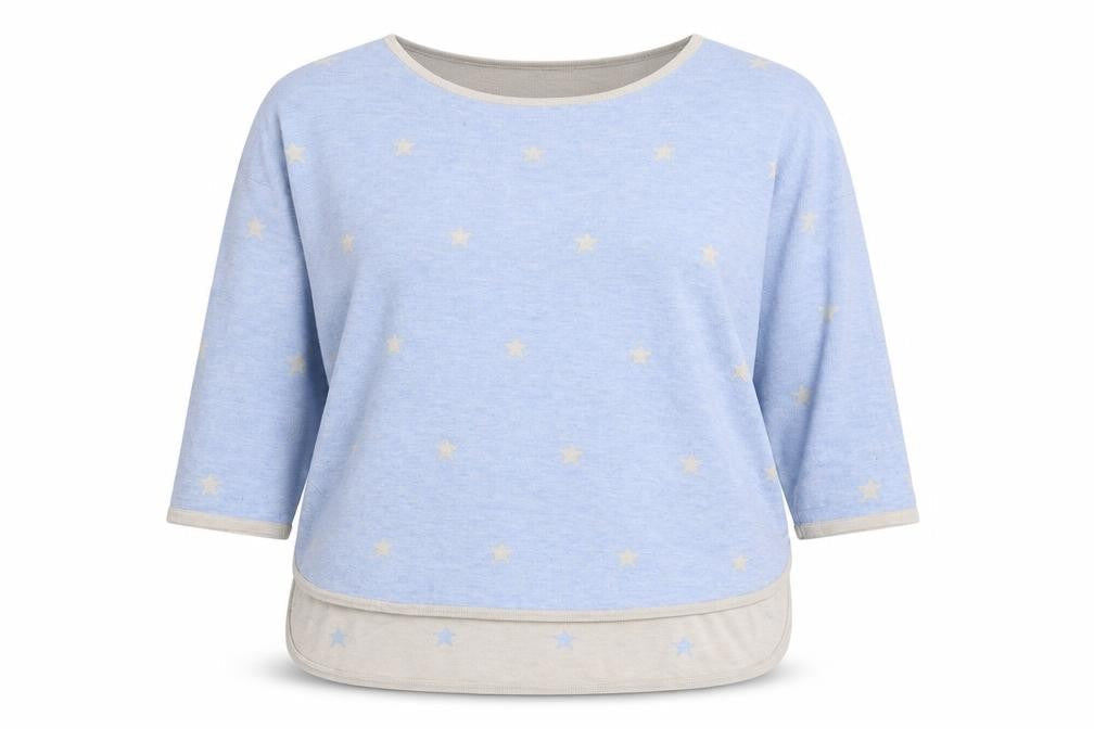 Phase Eight Womens Blue Round Neck Geometric Viscose Pullover Jumper Size M - Star Print