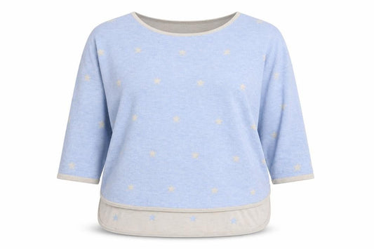 Phase Eight Womens Blue Round Neck Geometric Viscose Pullover Jumper Size M - Star Print