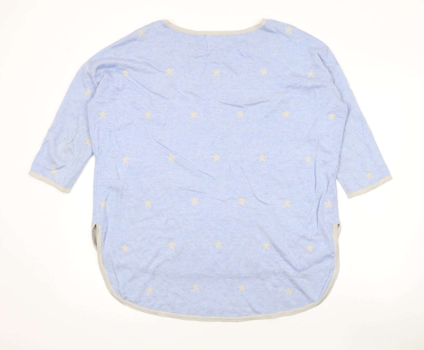 Phase Eight Womens Blue Round Neck Geometric Viscose Pullover Jumper Size M - Star Print