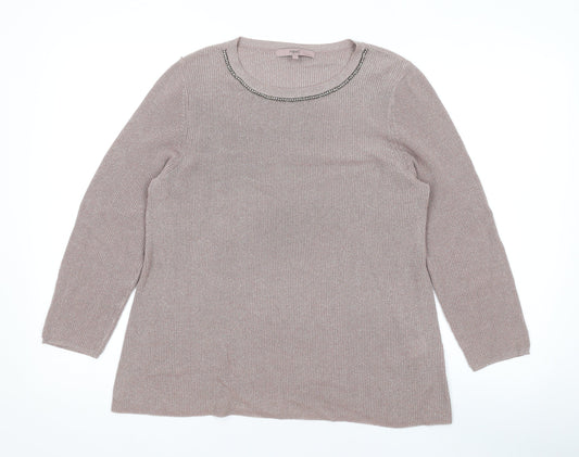 NEXT Womens Pink Scoop Neck Cotton Pullover Jumper Size 12