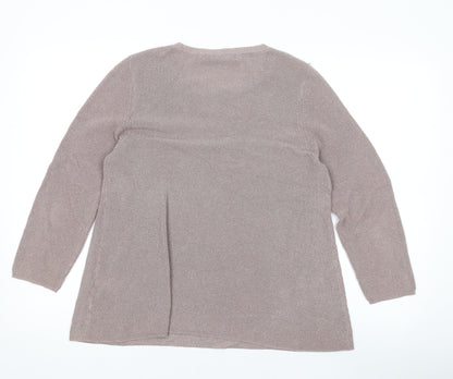 Next Womens Pink Scoop Neck Cotton Pullover Jumper Size 12