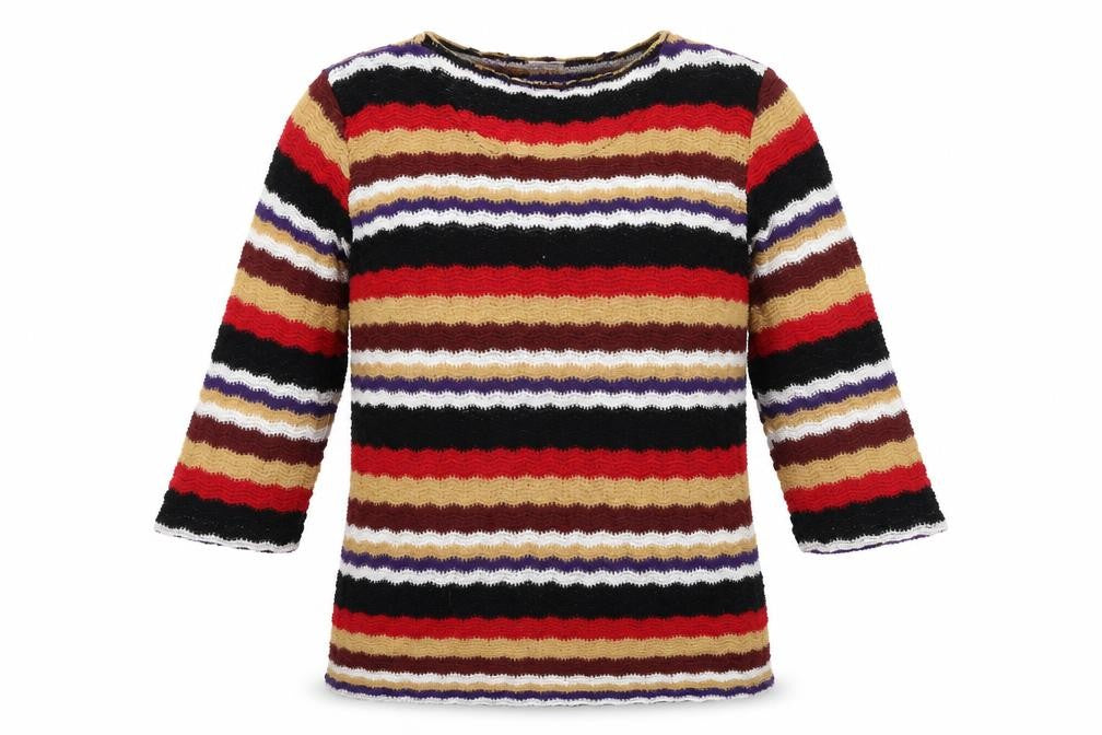 Damart Womens Multicoloured Scoop Neck Striped Acrylic Pullover Jumper Size 10