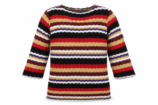 Damart Womens Multicoloured Scoop Neck Striped Acrylic Pullover Jumper Size 10