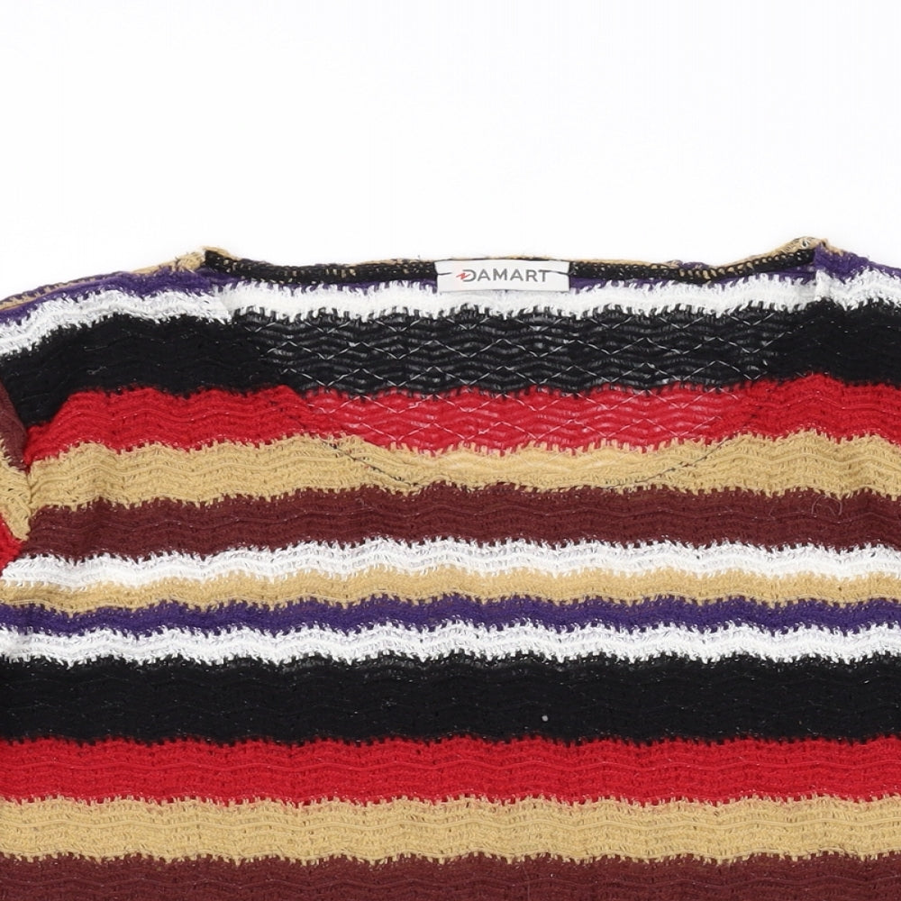 Damart Womens Multicoloured Scoop Neck Striped Acrylic Pullover Jumper Size 10