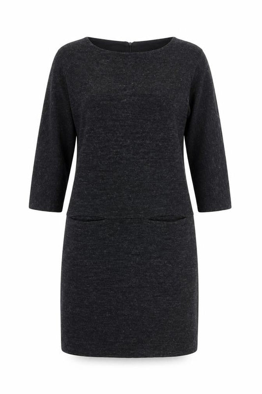 Alice Collins Womens Grey Acrylic Jumper Dress Size 12 Round Neck Zip - Pockets