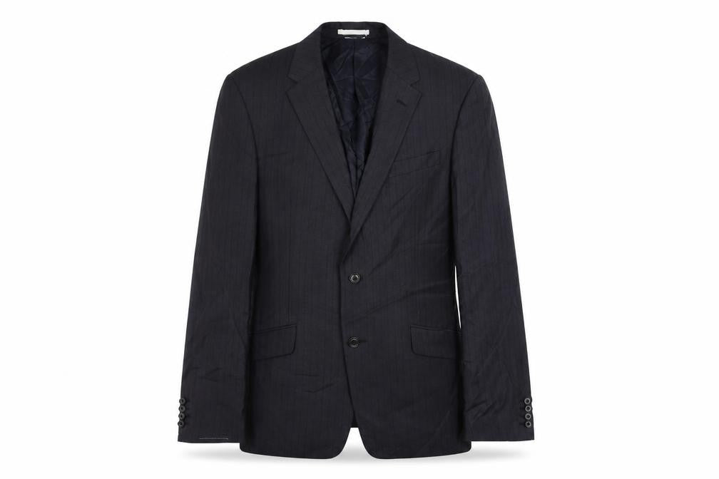 Marks & Spencer Mens Blue Striped Polyester Jacket Suit Jacket Size 42 Regular