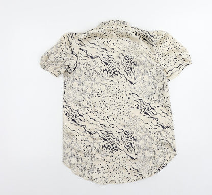 River Island Womens Beige Geometric Polyester Basic Blouse Size 6 V-Neck