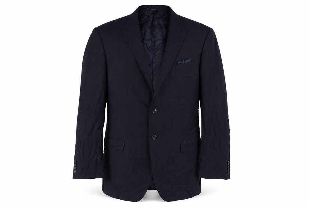 Marks & Spencer Mens Blue Striped Polyester Jacket Suit Jacket Size 48 Regular