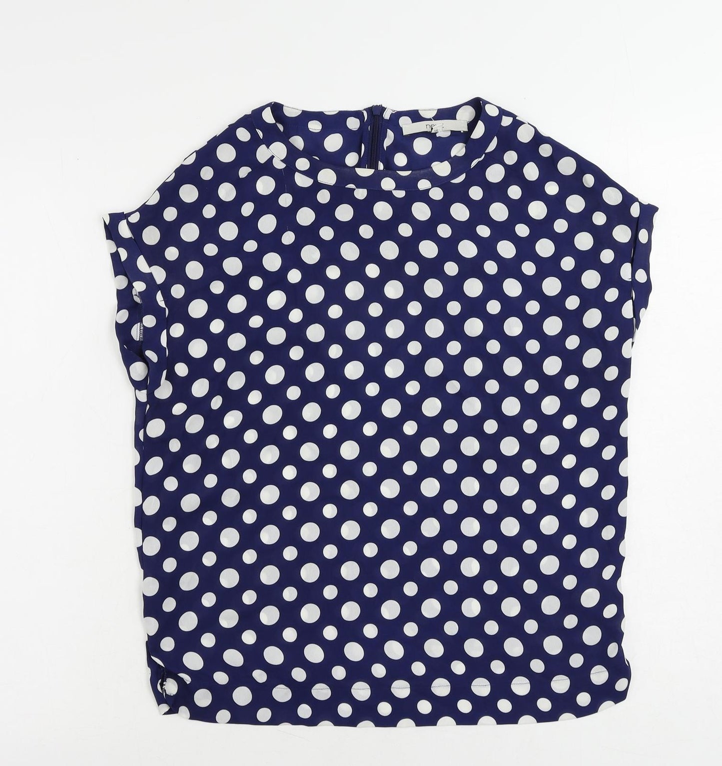 NEXT Womens Blue Polka Dot Polyester Basic Blouse Size 6 Round Neck
