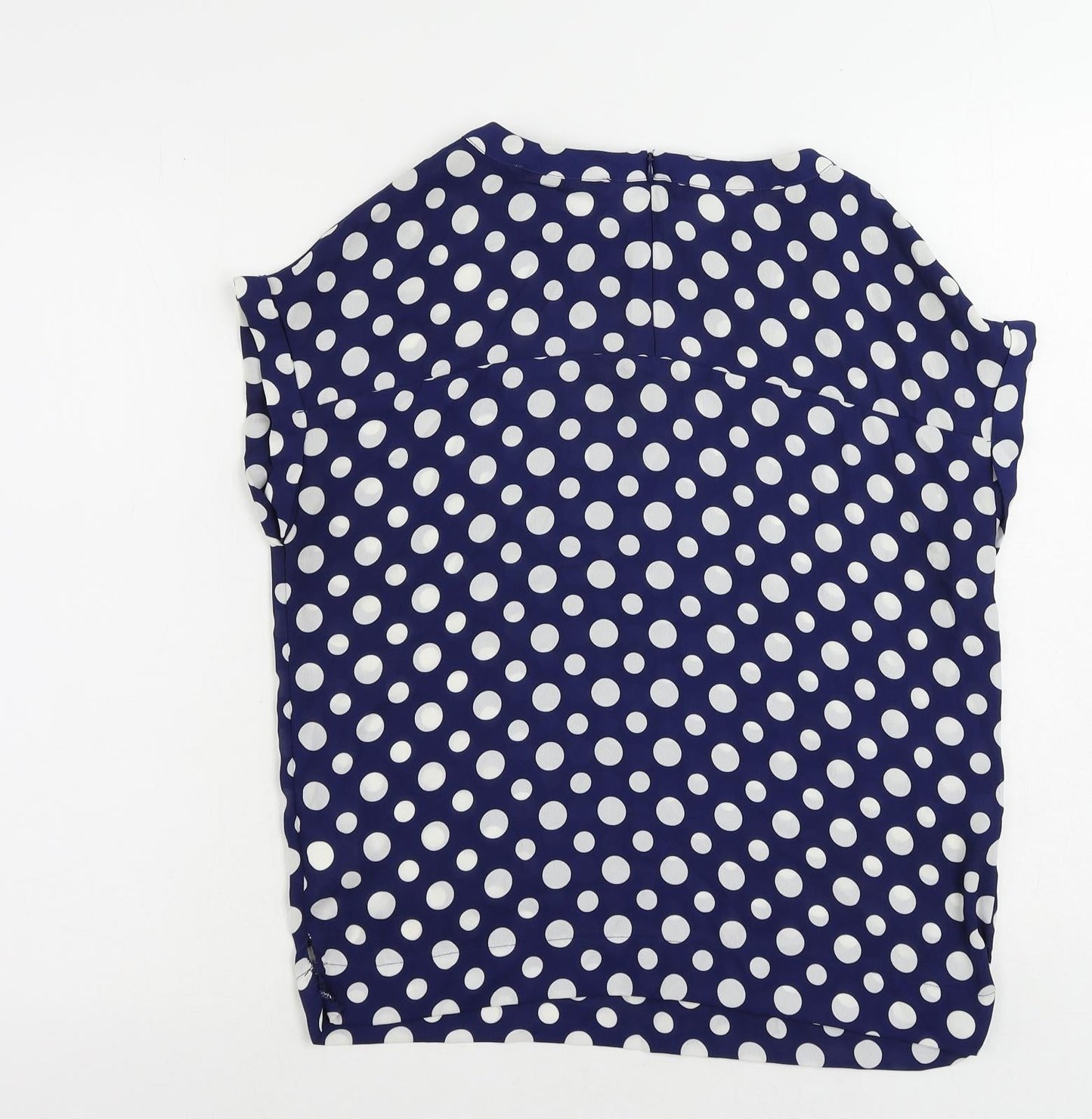 NEXT Womens Blue Polka Dot Polyester Basic Blouse Size 6 Round Neck