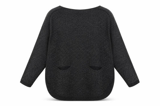M&Co Womens Black Round Neck Polyamide Pullover Jumper Size S - Pockets Glitter Size S-M