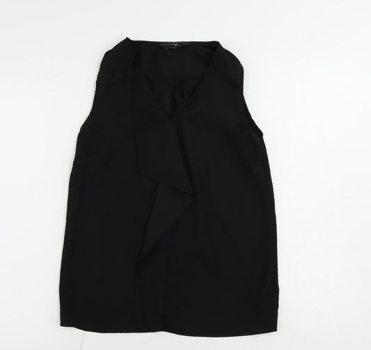 NEXT Womens Black Polyester Basic Blouse Size 6 V-Neck