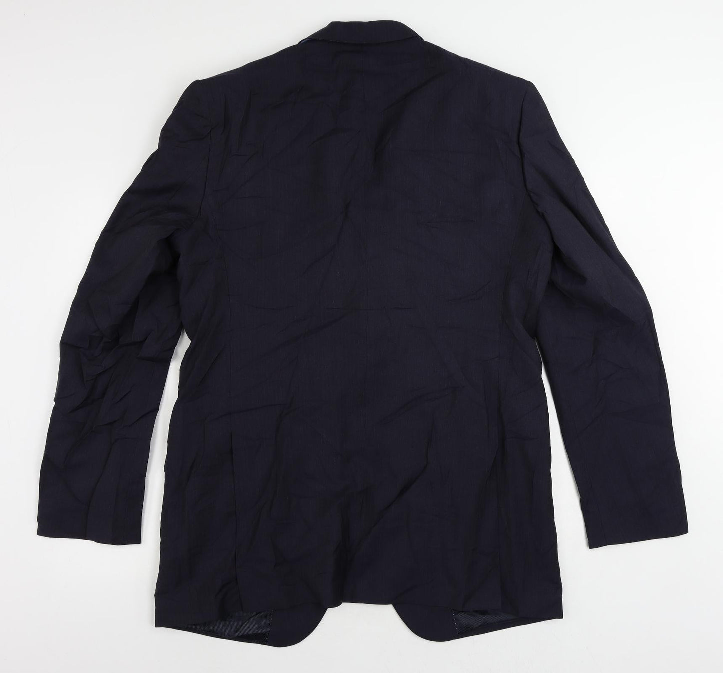 Marks and Spencer Mens Blue Striped Polyester Jacket Suit Jacket Size 42 Regular