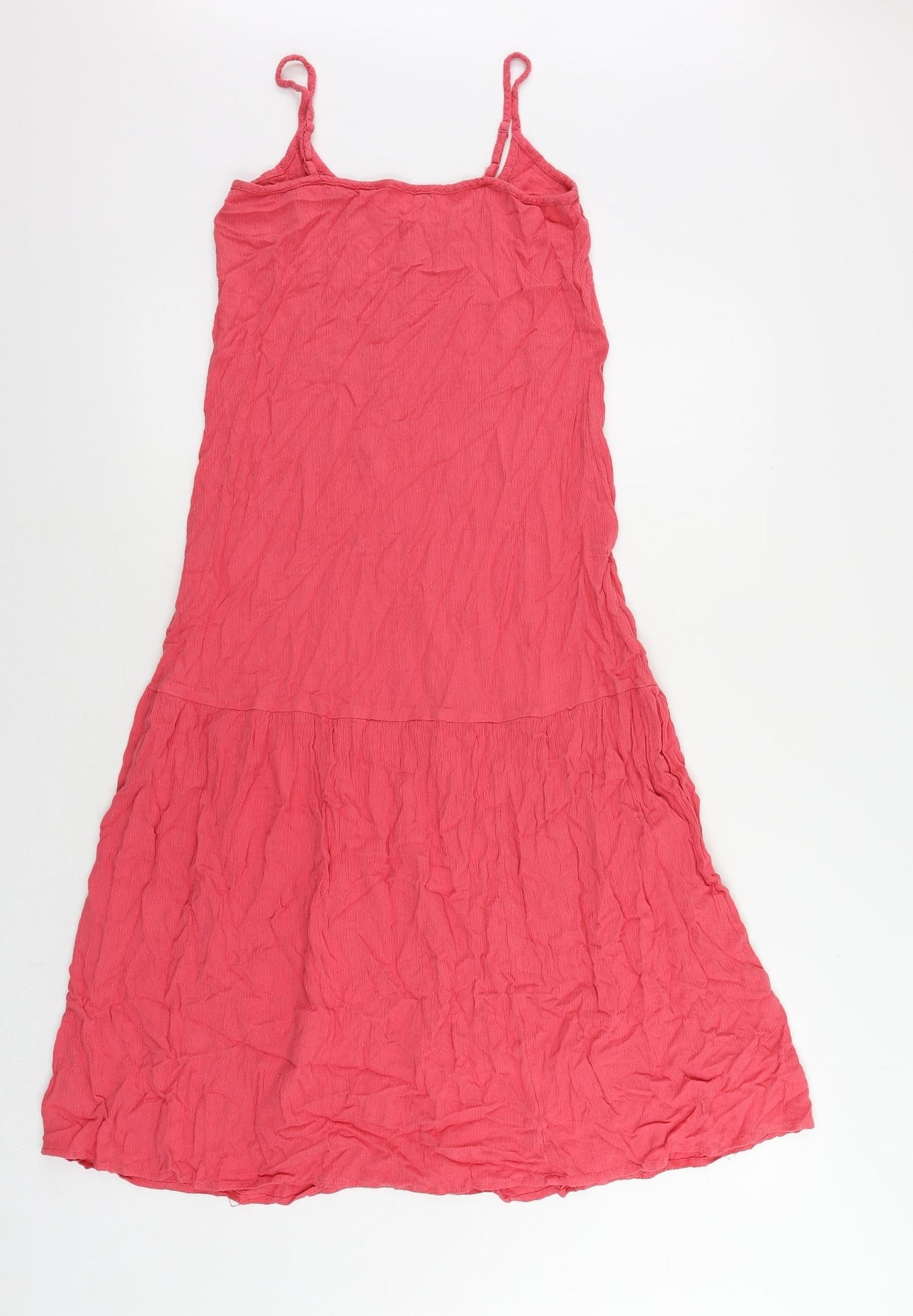 Marks and Spencer Womens Pink Viscose Slip Dress Size 6 Round Neck Pullover