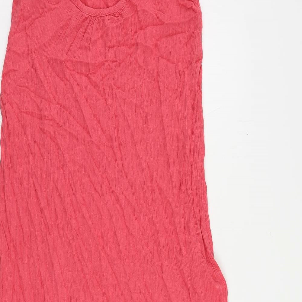 Marks and Spencer Womens Pink Viscose Slip Dress Size 6 Round Neck Pullover