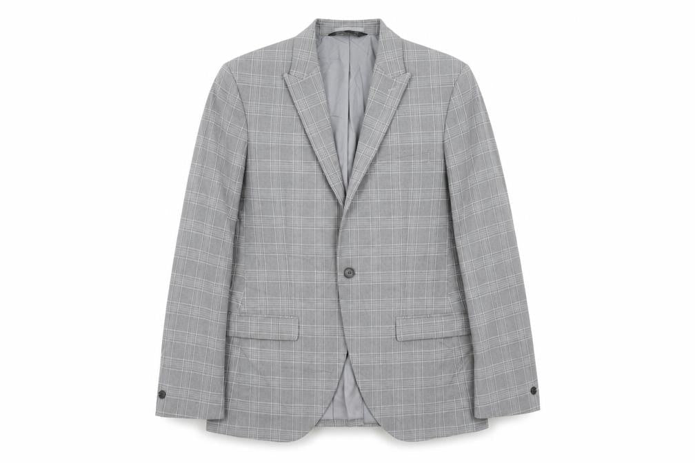 Marks & Spencer Mens Grey Plaid Polyester Jacket Suit Jacket Size 40 Regular