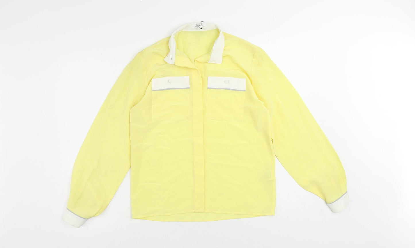 Planet Womens Yellow Polyester Basic Button-Up Size 8 Collared