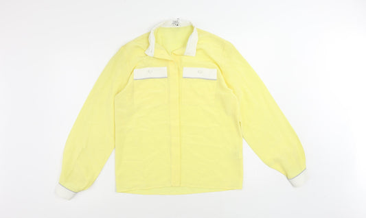 Planet Womens Yellow Polyester Basic Button-Up Size 8 Collared