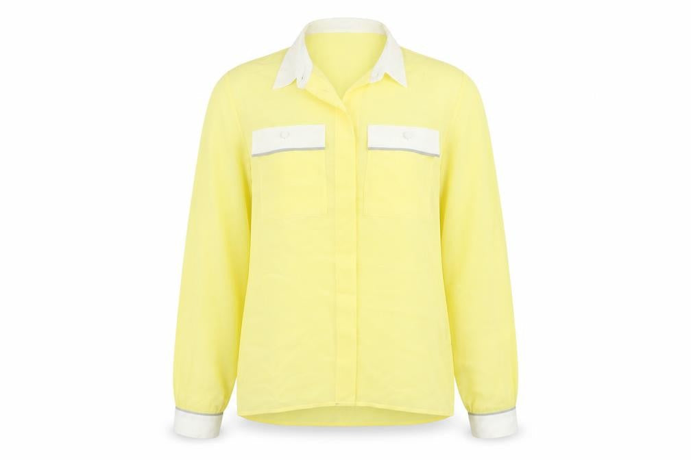 Planet Womens Yellow Polyester Basic Button-Up Size 8 Collared