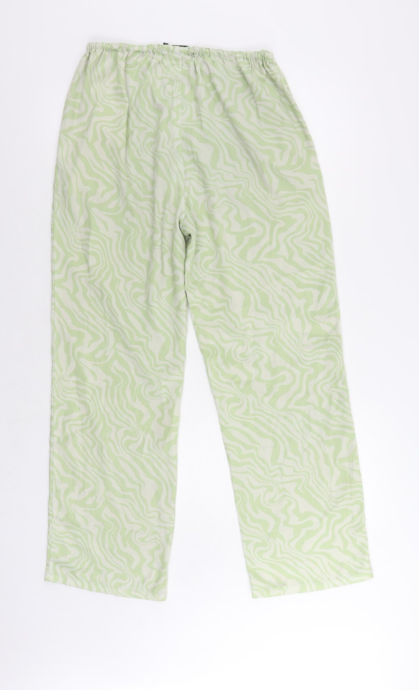 ASOS Womens Green Animal Print Polyester Trousers Size 10 L29 in Regular Drawstring - Adjustable Waist