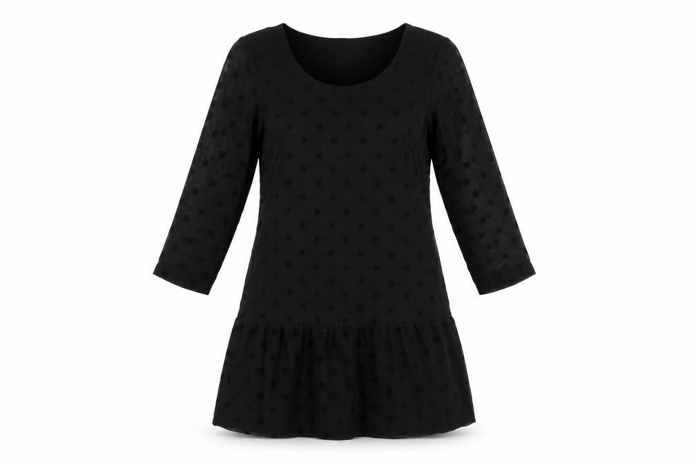VILA Womens Black Polka Dot Polyester A-Line Size S Boat Neck Zip