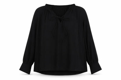 H&M Womens Black Polyester Basic Blouse Size S V-Neck - Pleated