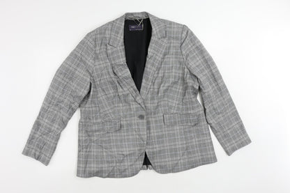 Marks & Spencer Womens Grey Plaid Jacket Blazer Size 20 Button