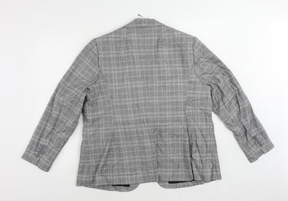 Marks & Spencer Womens Grey Plaid Jacket Blazer Size 20 Button
