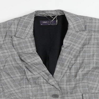 Marks & Spencer Womens Grey Plaid Jacket Blazer Size 20 Button
