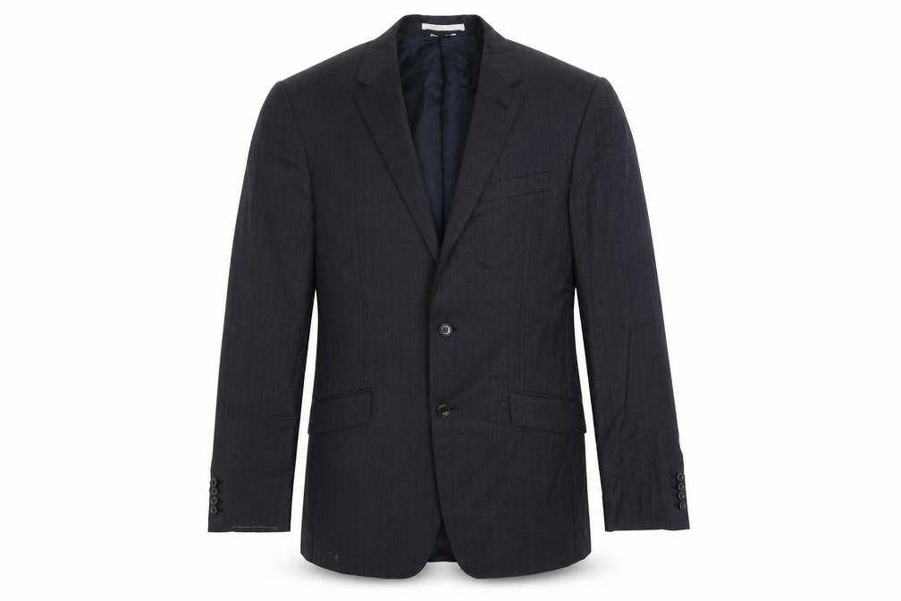 Marks & Spencer Mens Blue Striped Polyester Jacket Suit Jacket Size 38 Regular