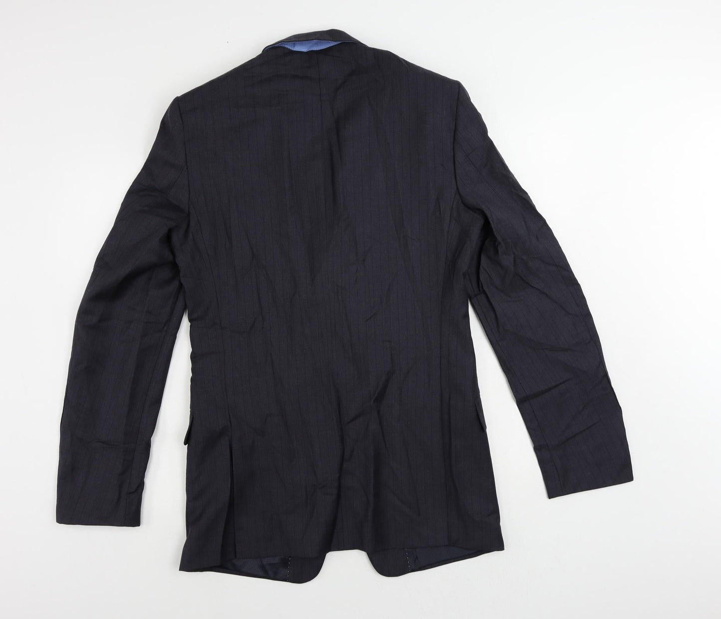 Marks and Spencer Mens Blue Striped Polyester Jacket Suit Jacket Size 38 Regular