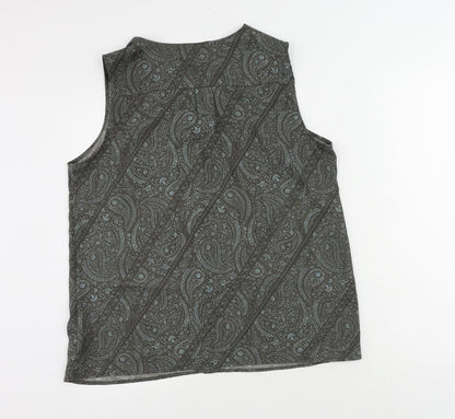 Next Womens Grey Paisley Polyester Basic Blouse Size 16 V-Neck
