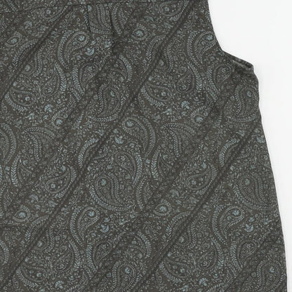 Next Womens Grey Paisley Polyester Basic Blouse Size 16 V-Neck