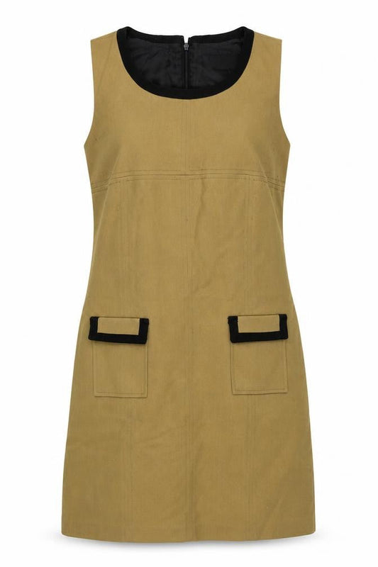 NEXT Womens Beige Polyester Shift Size 10 Round Neck Zip - Lined