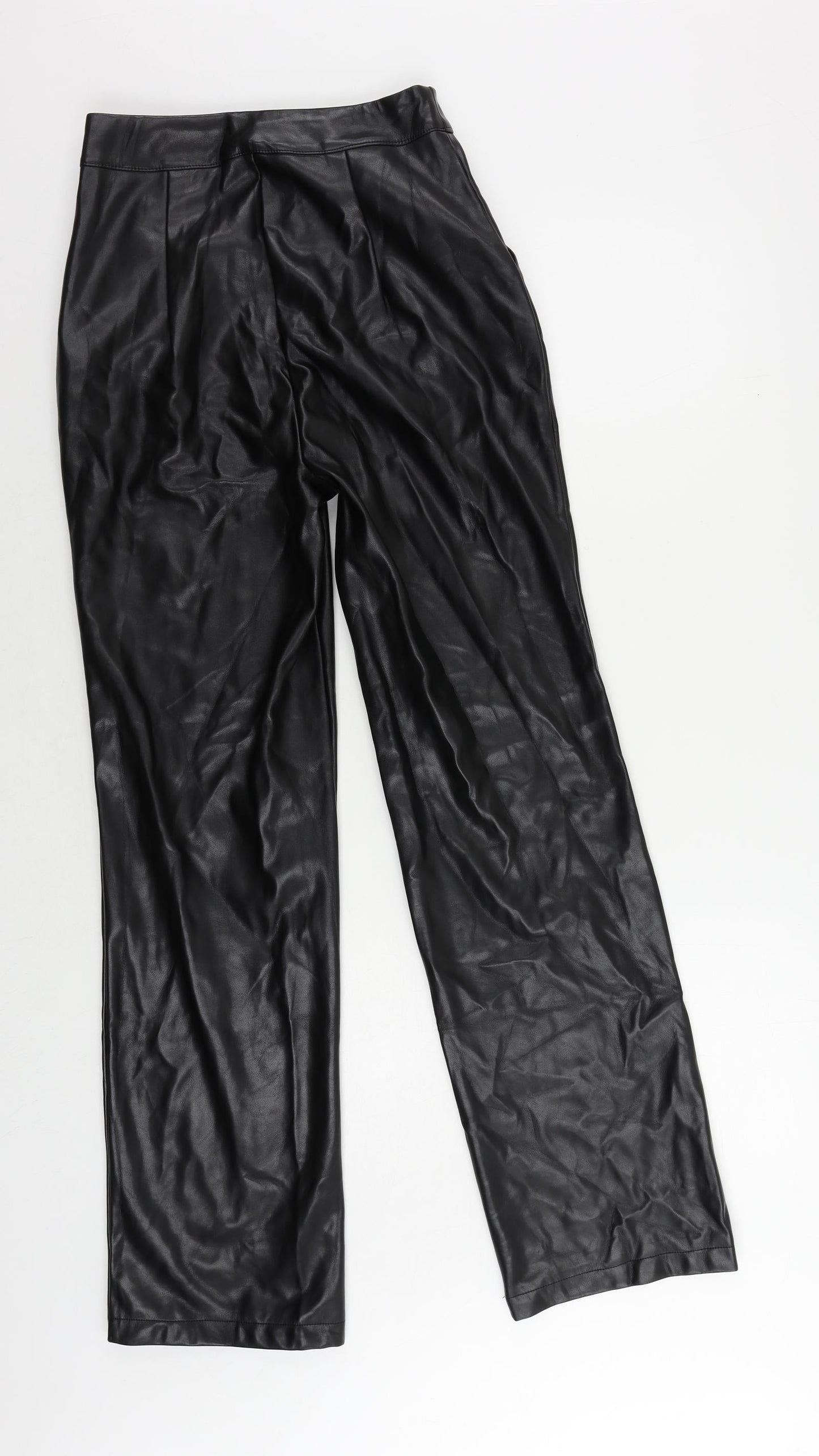 ASOS Womens Black Polyurethane Trousers Size 8 L31 in Regular Zip - Faux Leather