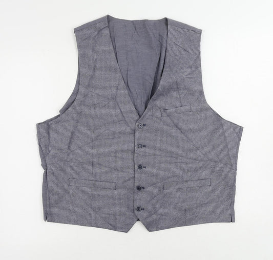 Marks and Spencer Mens Blue Geometric Polyester Jacket Suit Waistcoat Size 50 Regular