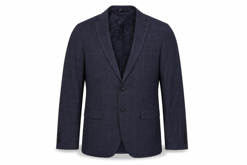 Marks & Spencer Mens Blue Check Wool Jacket Suit Jacket Size 42 Regular