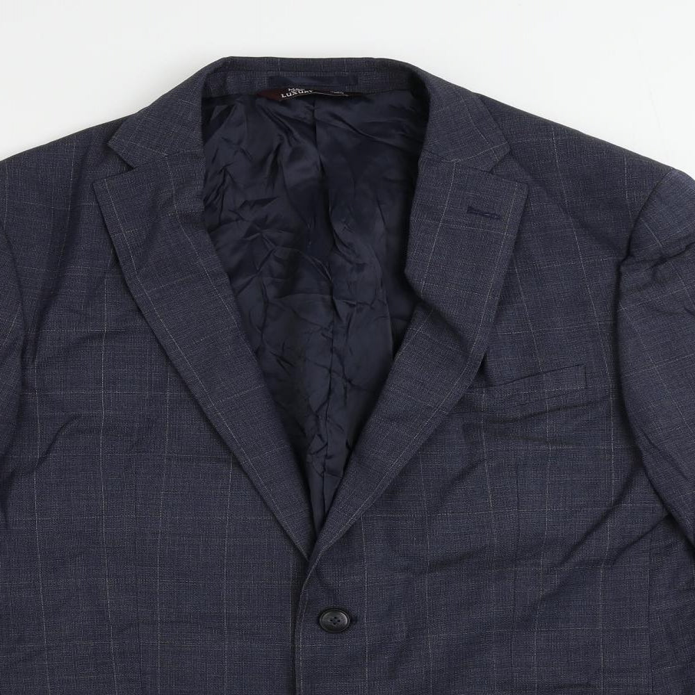 Marks and Spencer Mens Blue Check Wool Jacket Suit Jacket Size 42 Regular