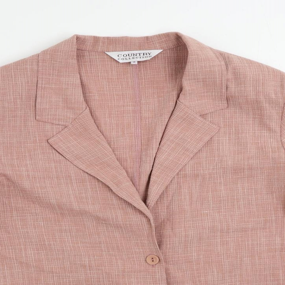 Country Collection Womens Pink Jacket Blazer Size 16 Button - Lightweight