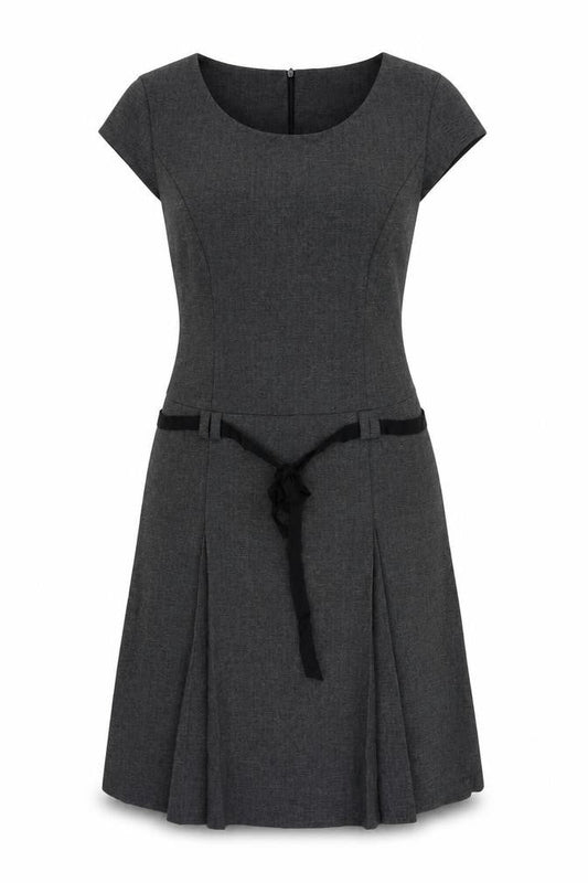 Cue Womens Grey Polyester A-Line Size 12 Boat Neck Zip - Pleated