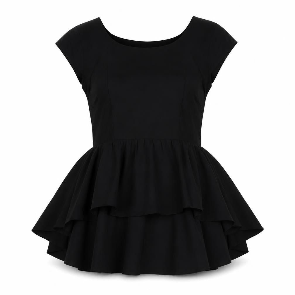 Miss Selfridge Womens Black Polyester Basic Blouse Size 10 Boat Neck - Peplum