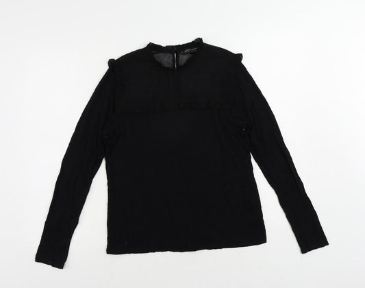Dorothy Perkins Womens Black Viscose Basic Blouse Size 12 Mock Neck