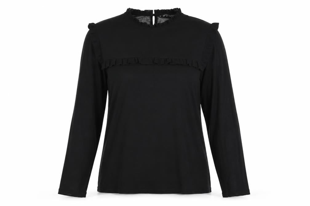 Dorothy Perkins Womens Black Viscose Basic Blouse Size 12 Mock Neck