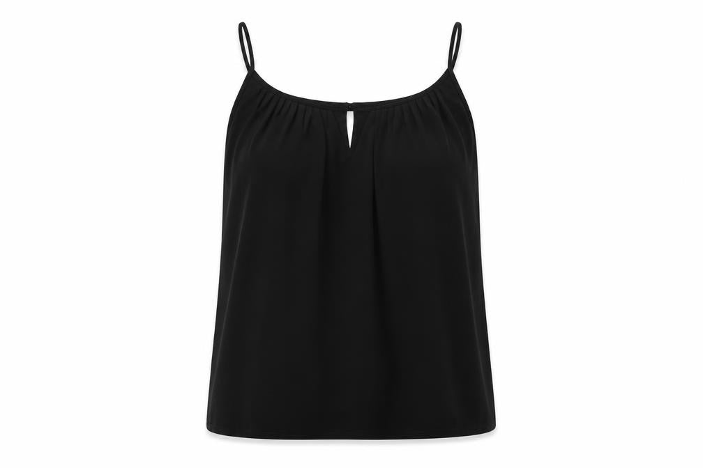 Naked Zebra Womens Black Polyester Camisole Tank Size M Round Neck - Layered