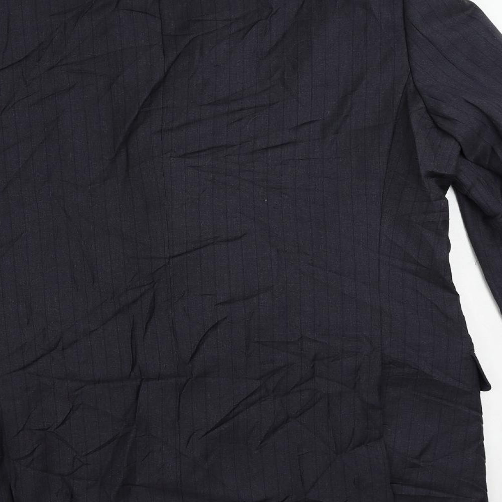 Marks and Spencer Mens Blue Striped Polyacrylate Fibre Jacket Suit Jacket Size 44 Regular